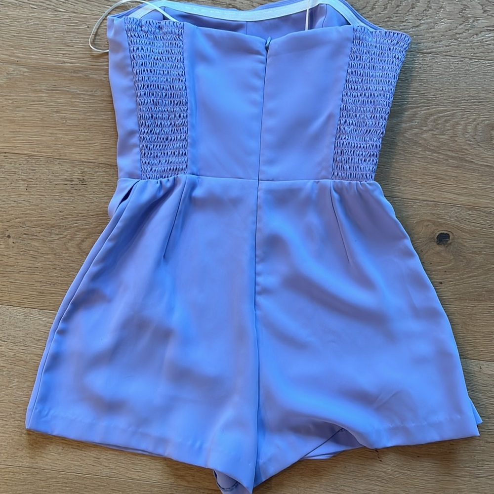 Strapless Lavender Ruffle Mini Dress - Picture 3 of 4